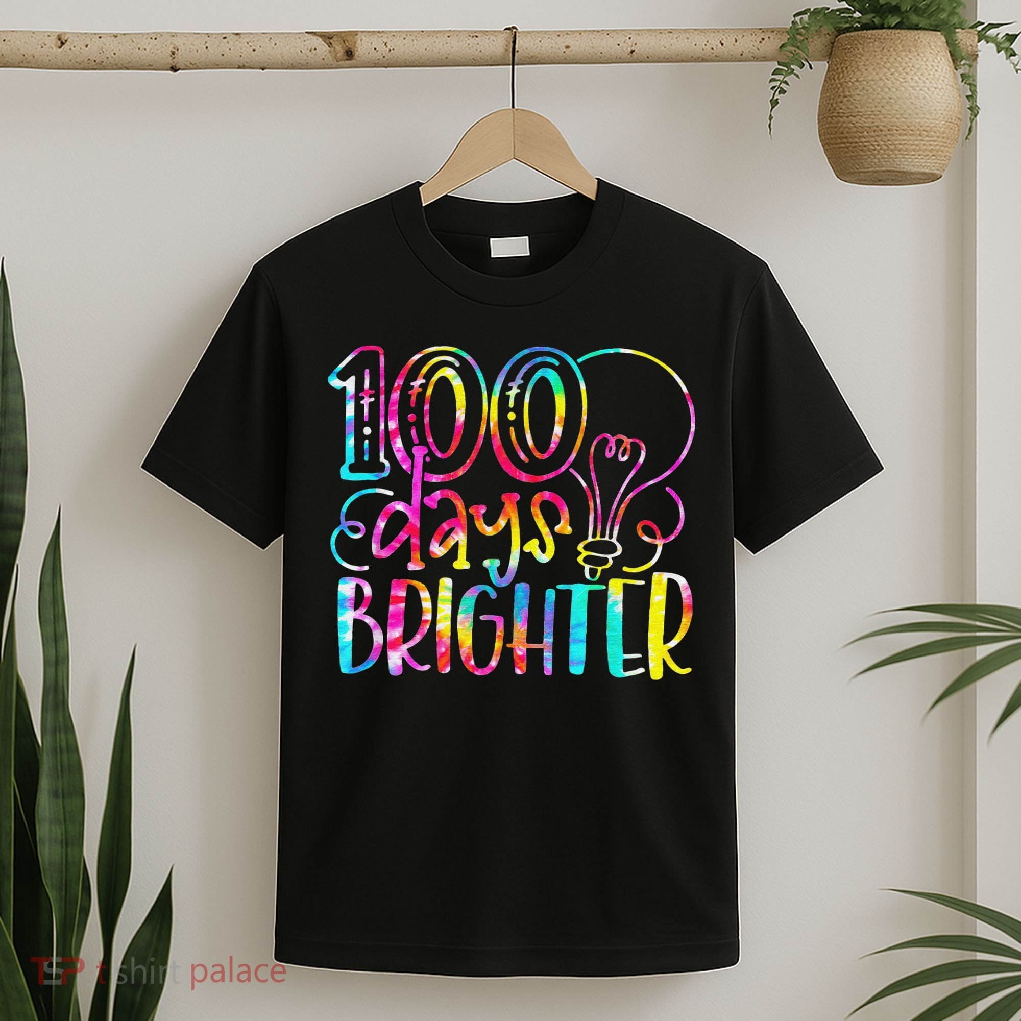 Tie Dye 100 Days Brighter Student Happy 100th Day Of School T-Shirt