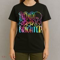Tie Dye 100 Days Brighter Student Happy 100th Day Of School T-Shirt thumb 4