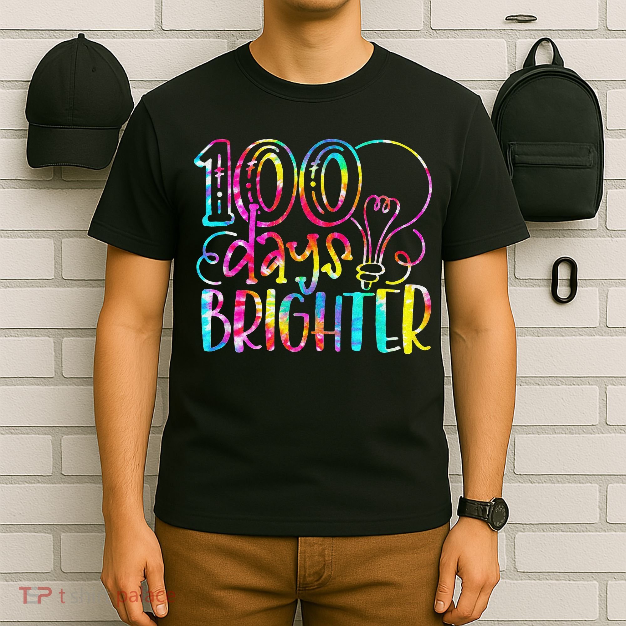 Tie Dye 100 Days Brighter Student Happy 100th Day Of School T-Shirt
