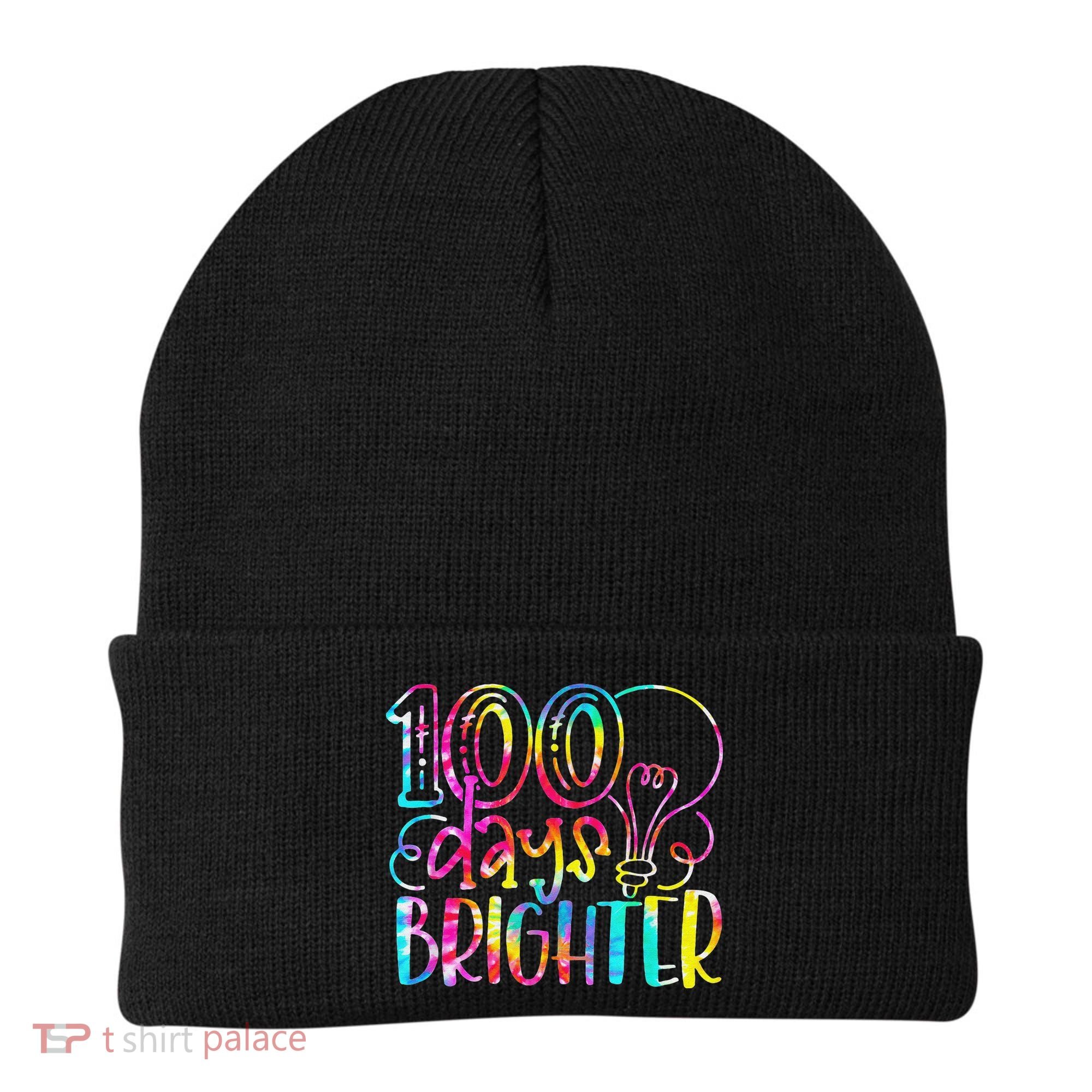Tie Dye 100 Days Brighter Student Happy 100th Day Of School Beanie