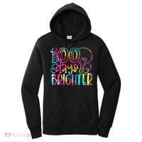 Tie Dye 100 Days Brighter Student Happy 100th Day Of School Women's Hoodie thumb 0