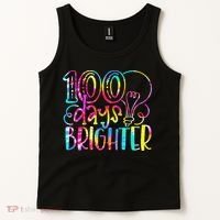Tie Dye 100 Days Brighter Student Happy 100th Day Of School Tank Top thumb 2