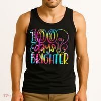 Tie Dye 100 Days Brighter Student Happy 100th Day Of School Tank Top thumb 3