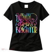 Tie Dye 100 Days Brighter Student Happy 100th Day Of School Women's T-Shirt thumb 0