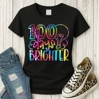 Tie Dye 100 Days Brighter Student Happy 100th Day Of School Women's T-Shirt thumb 3
