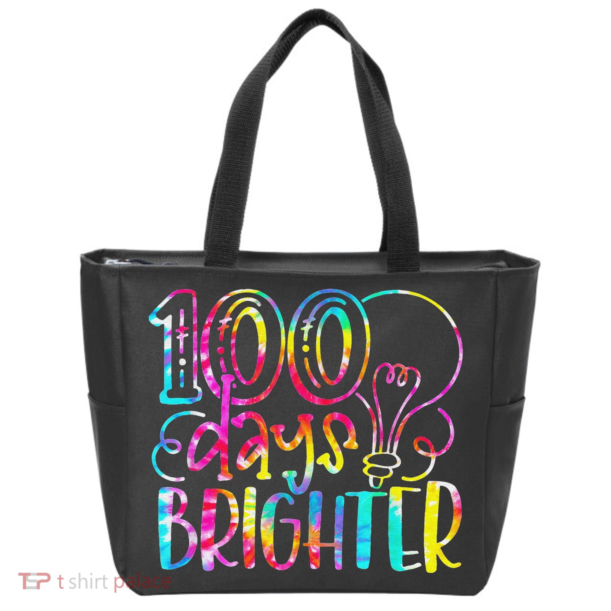 Tie Dye 100 Days Brighter Student Happy 100th Day Of School Tote Bag