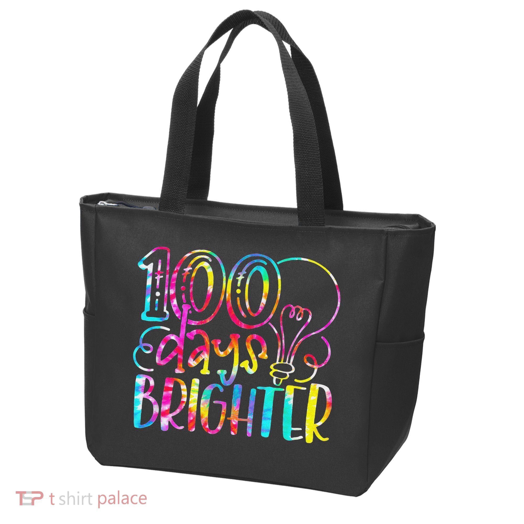 Tie Dye 100 Days Brighter Student Happy 100th Day Of School Tote Bag