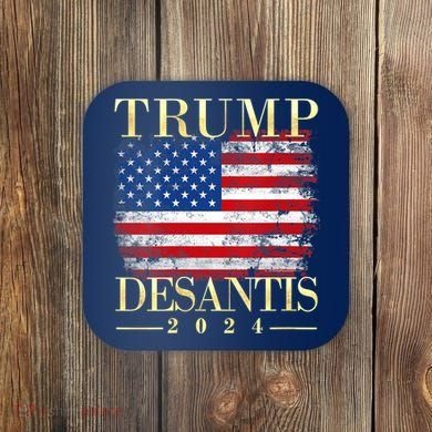 Trump Desantis 2024 Vintage Flag Coaster