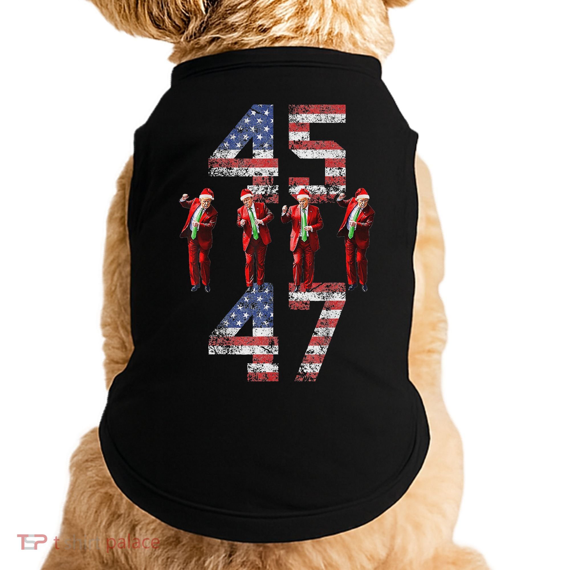 Trump Dance 45 47 American Flag Xmas Pajamas Doggie Tank