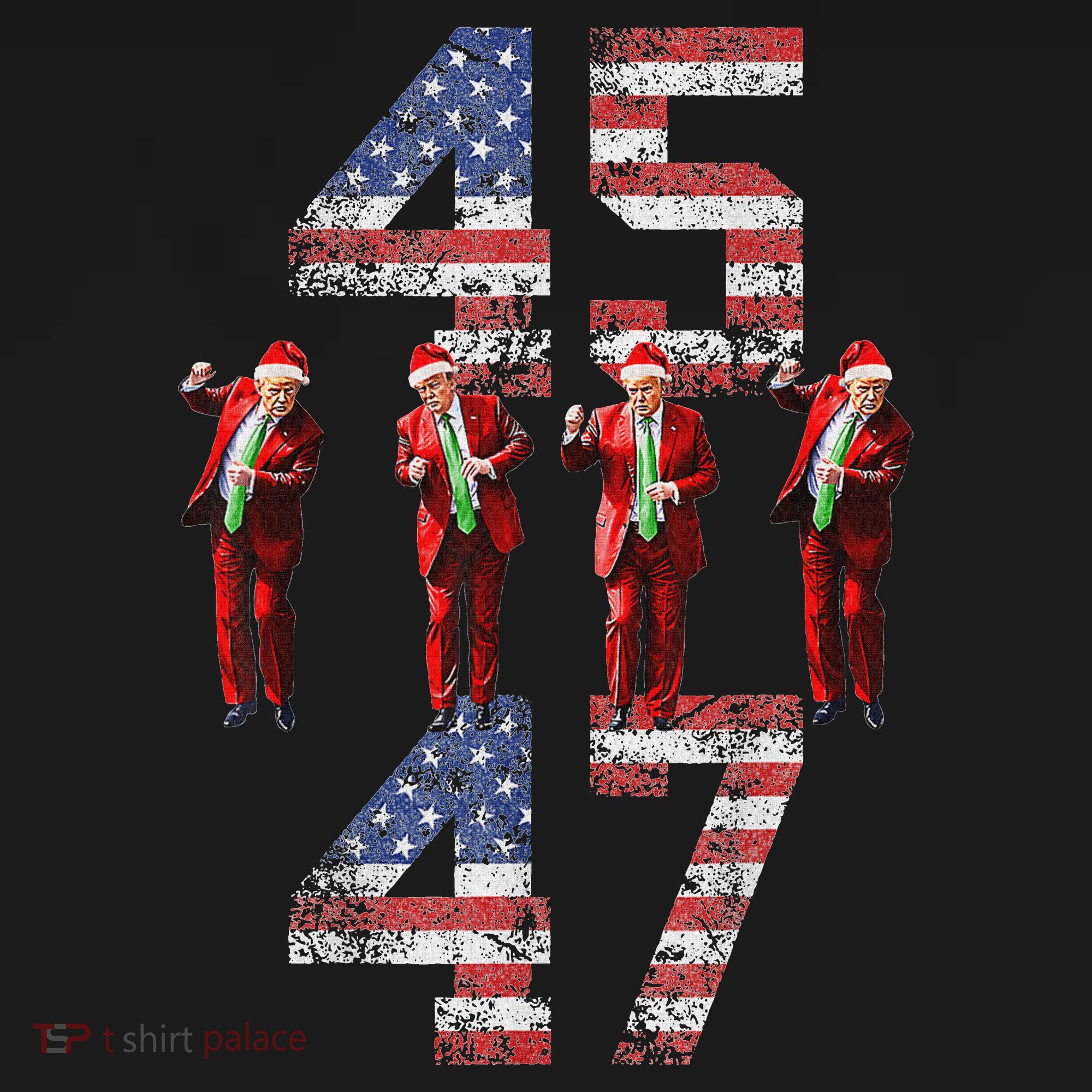 Trump Dance 45 47 American Flag Xmas Pajamas Doggie Tank