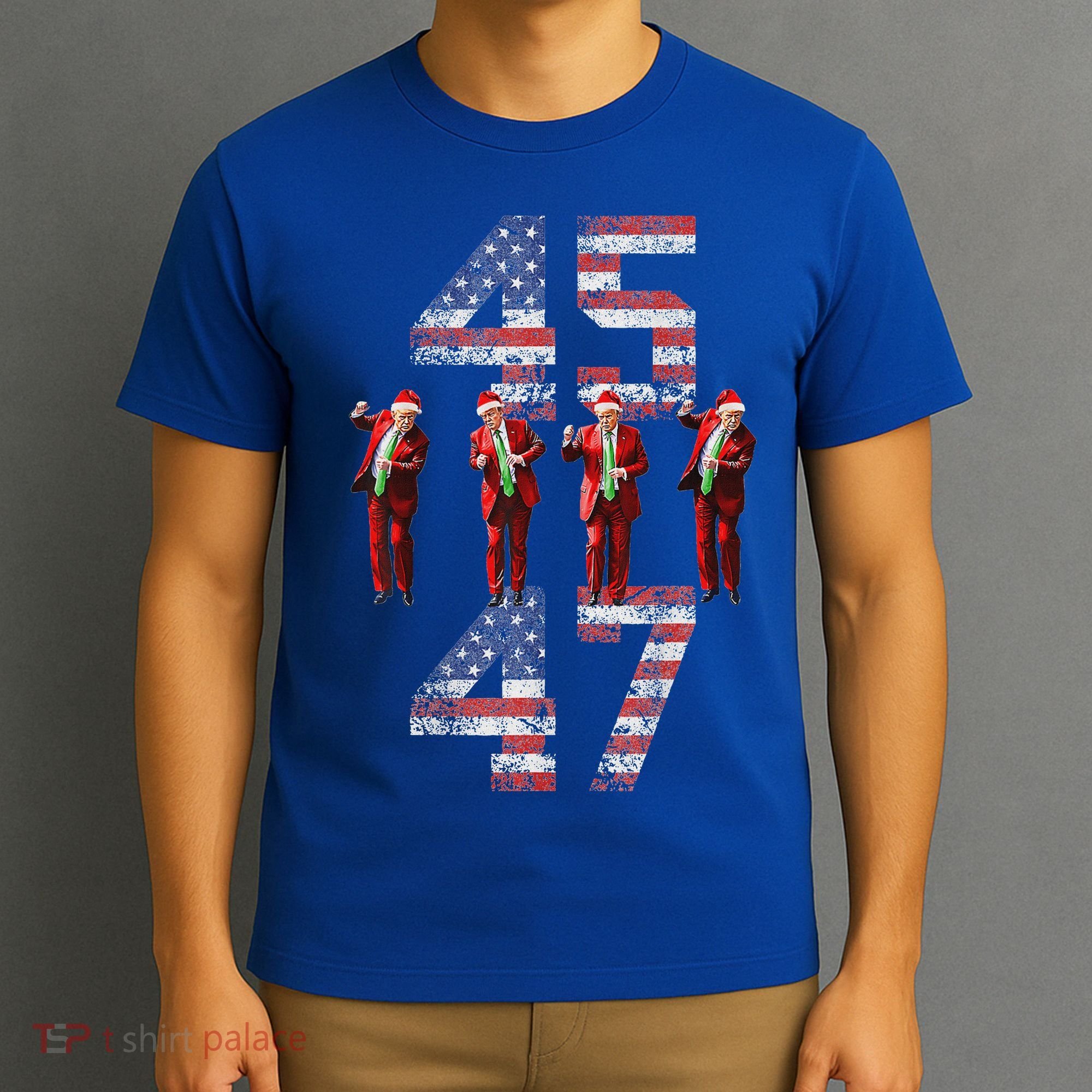 Trump Dance 45 47 American Flag Xmas Pajamas T-Shirt