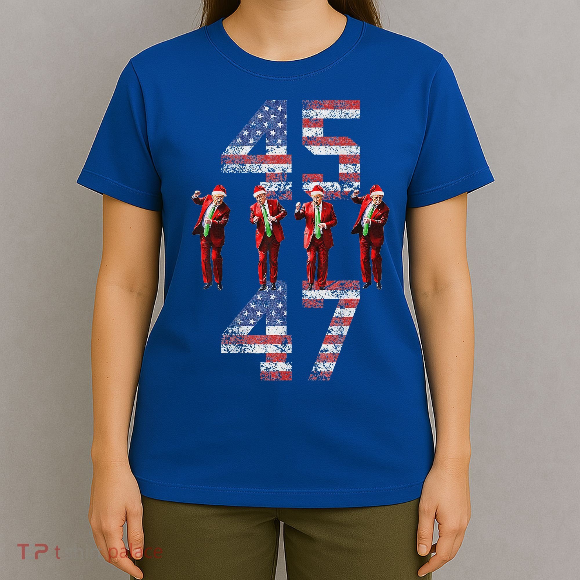 Trump Dance 45 47 American Flag Xmas Pajamas T-Shirt