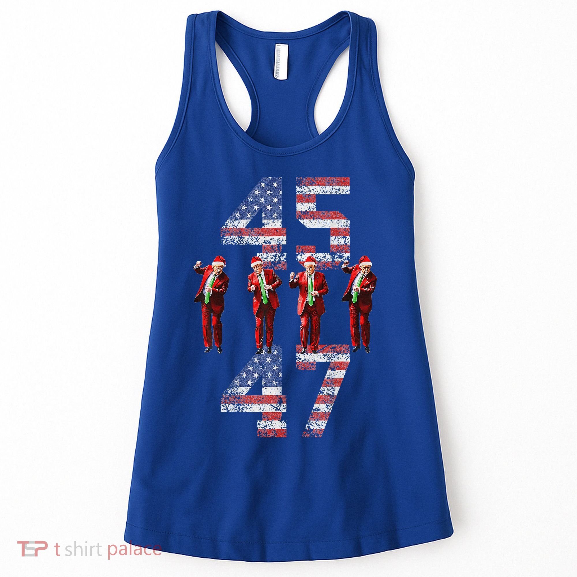 Trump Dance 45 47 American Flag Xmas Pajamas Women's Tank Top