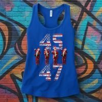 Trump Dance 45 47 American Flag Xmas Pajamas Women's Tank Top thumb 3