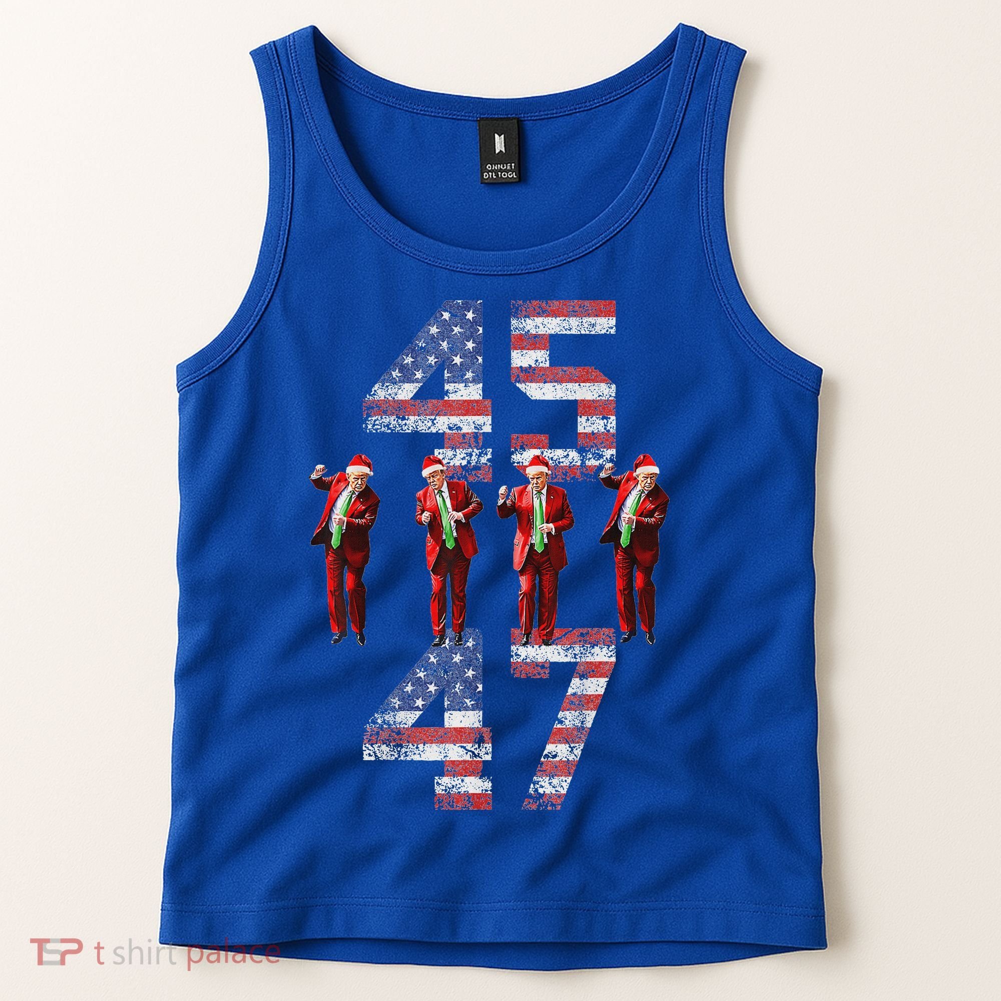Trump Dance 45 47 American Flag Xmas Pajamas Tank Top