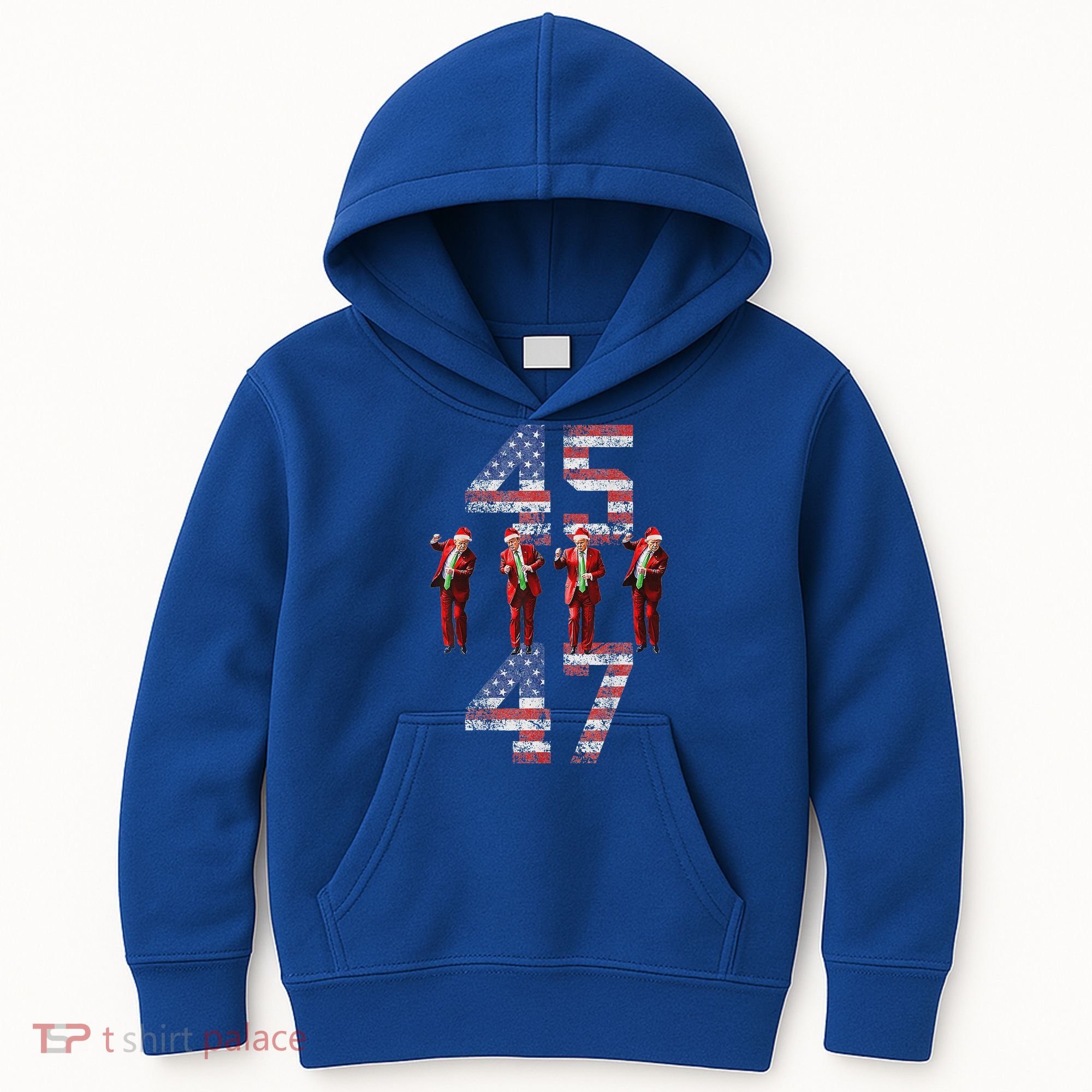 Trump Dance 45 47 American Flag Xmas Pajamas Kids Hoodie