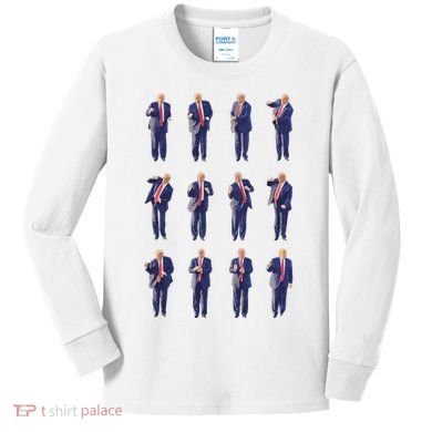 Trump Dance 45/47 Fix America Again 2024 Design Kids Long Sleeve Shirt