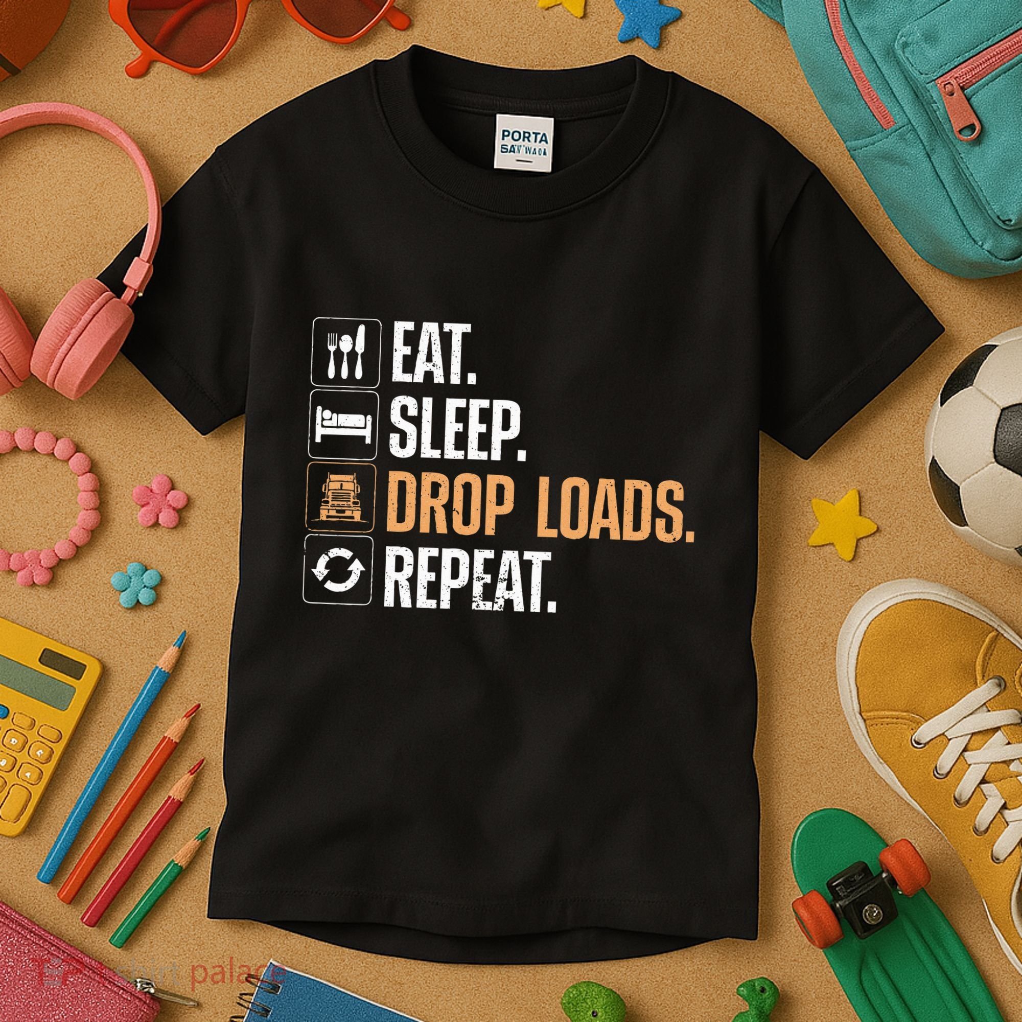 Truck Driver Art Dad Trucking Mechanic Trucker Kids T-Shirt