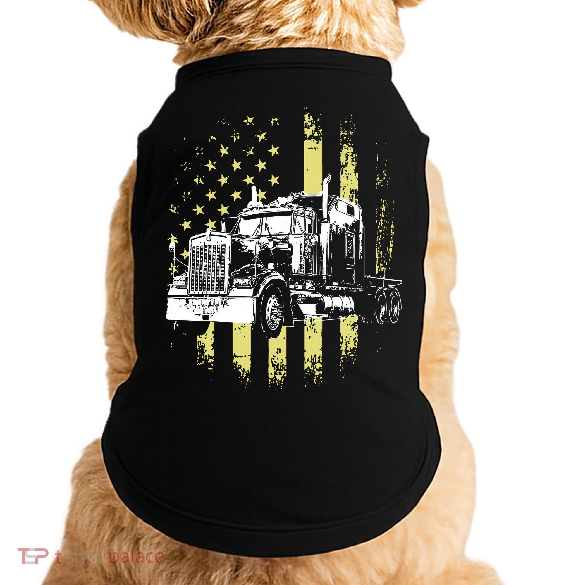 Truck Driver American Flag Trucker Gift Doggie Tank