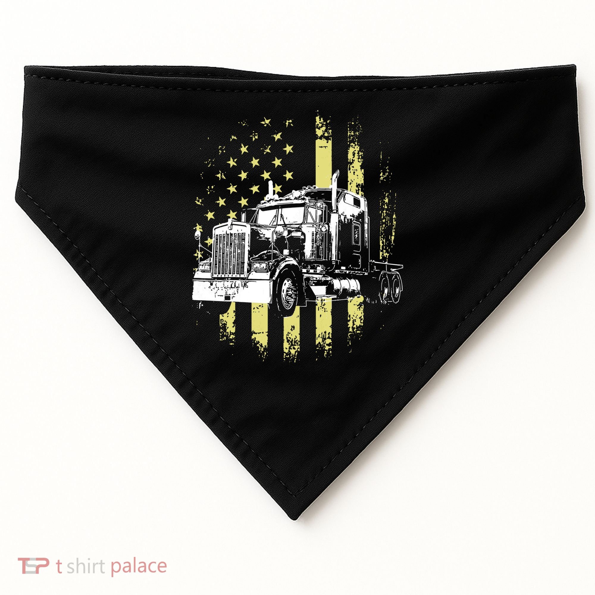 Truck Driver American Flag Trucker Gift USA-Made Doggie Bandana