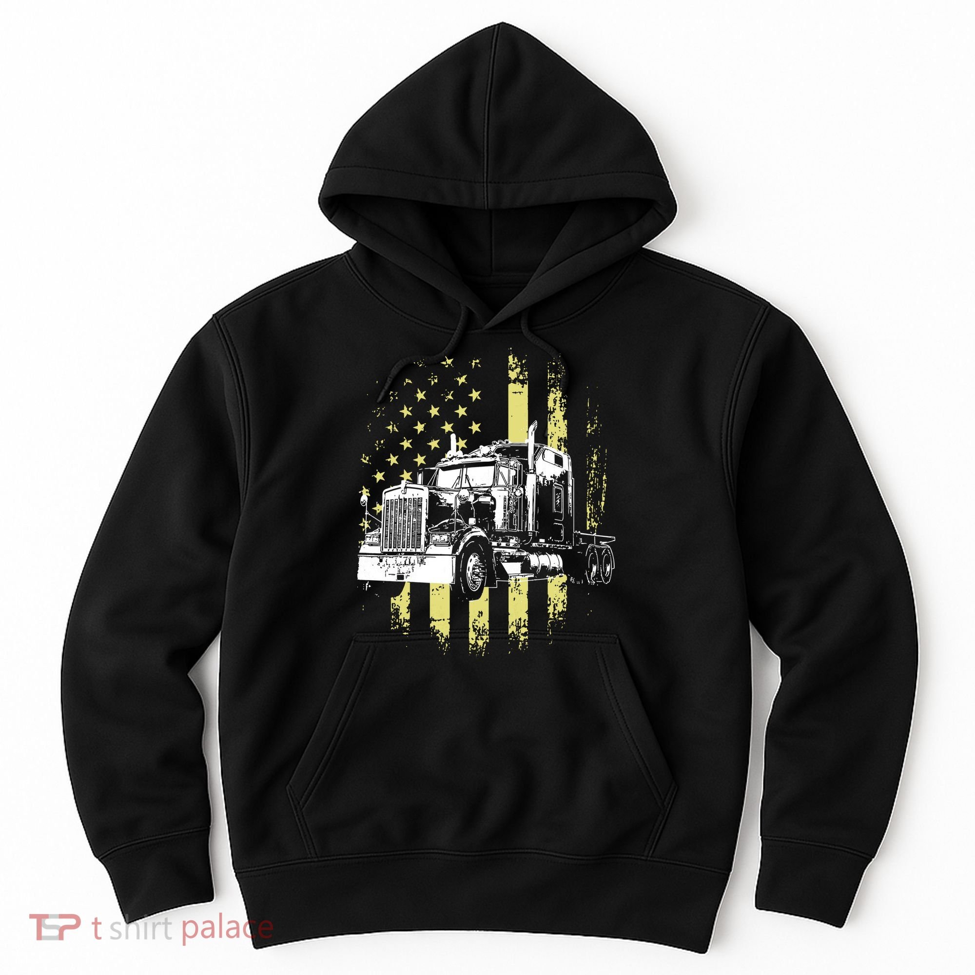Truck Driver American Flag Trucker Gift Hoodie