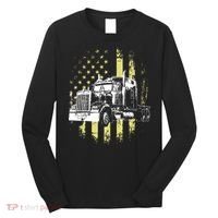Truck Driver American Flag Trucker Gift Long Sleeve Shirt thumb 0