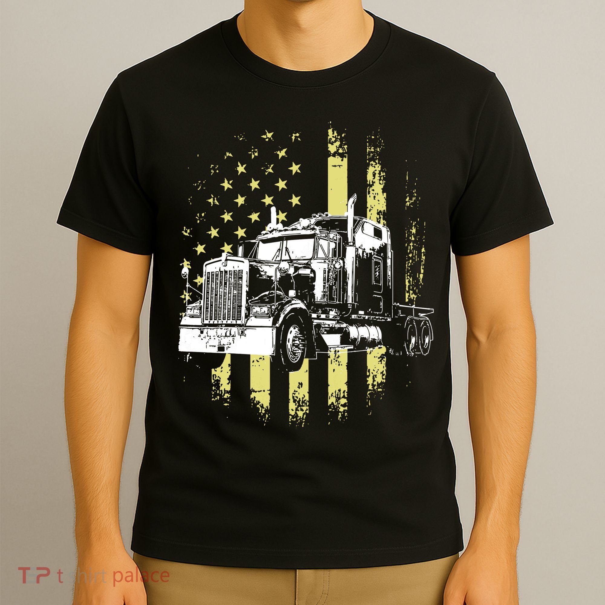 Truck Driver American Flag Trucker Gift T-Shirt