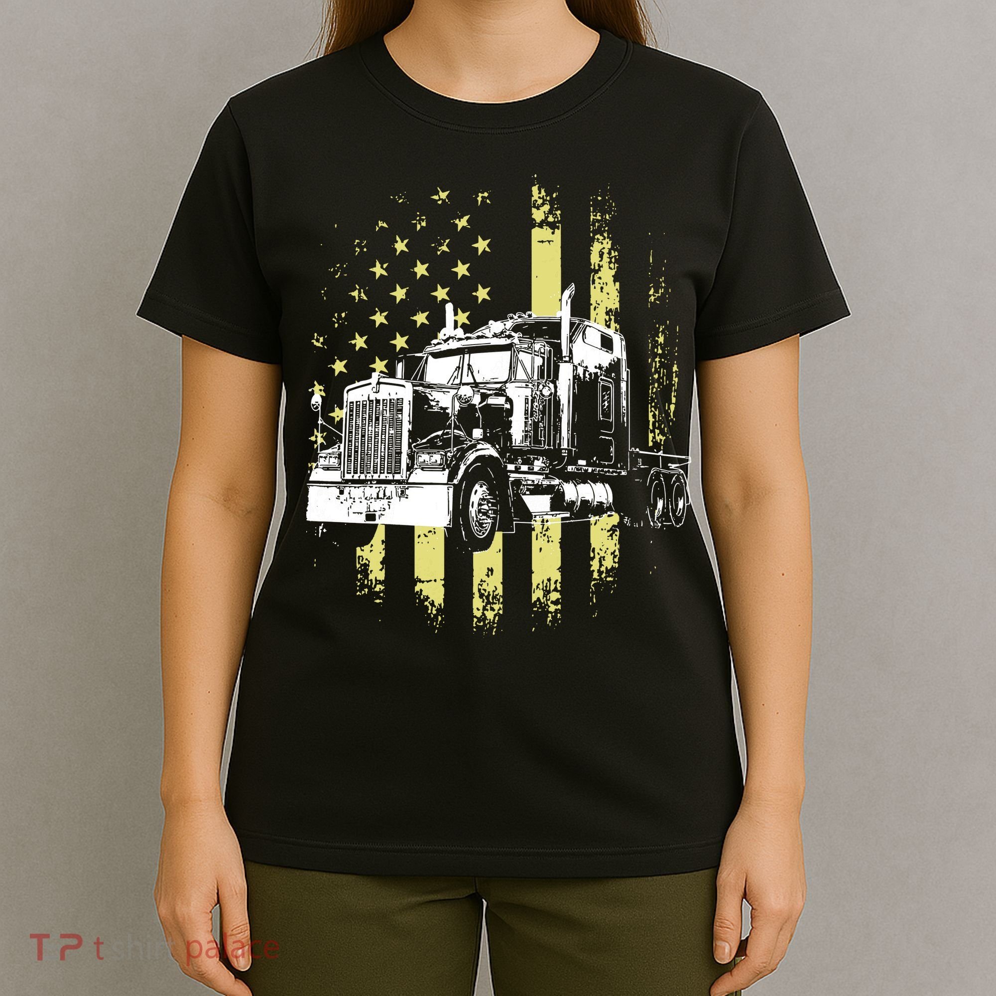 Truck Driver American Flag Trucker Gift T-Shirt