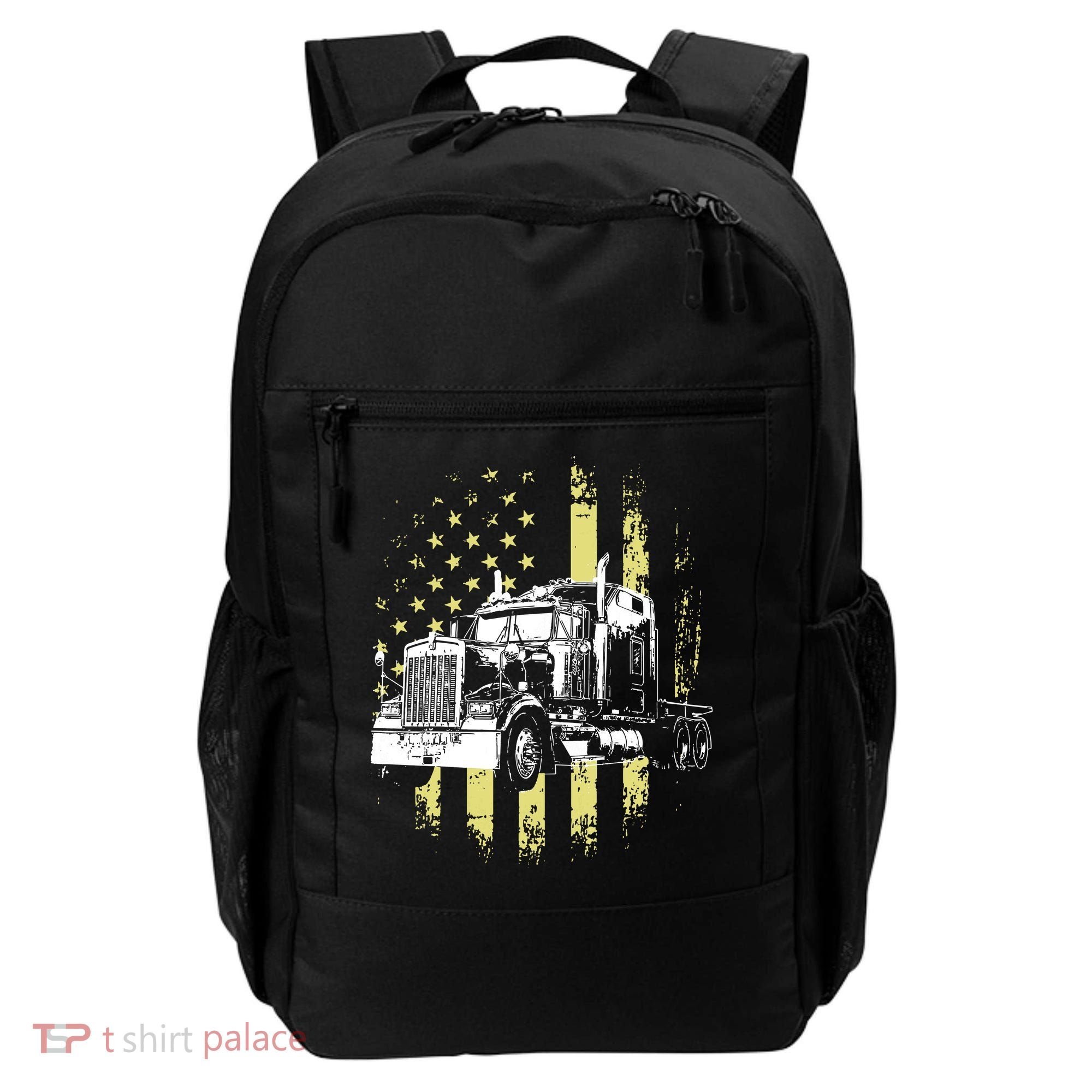 Truck Driver American Flag Trucker Gift Backpack