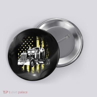 Truck Driver American Flag Trucker Gift Button