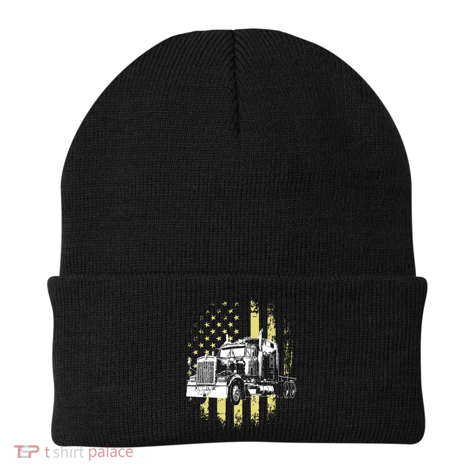 Truck Driver American Flag Trucker Gift Beanie