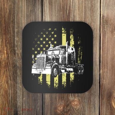 Truck Driver American Flag Trucker Gift Coaster