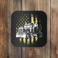 Truck Driver American Flag Trucker Gift Coaster thumb 0