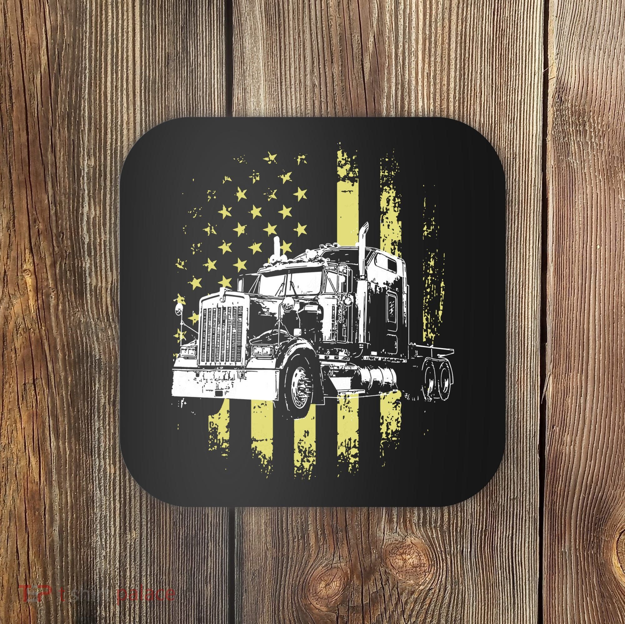 Truck Driver American Flag Trucker Gift Coaster