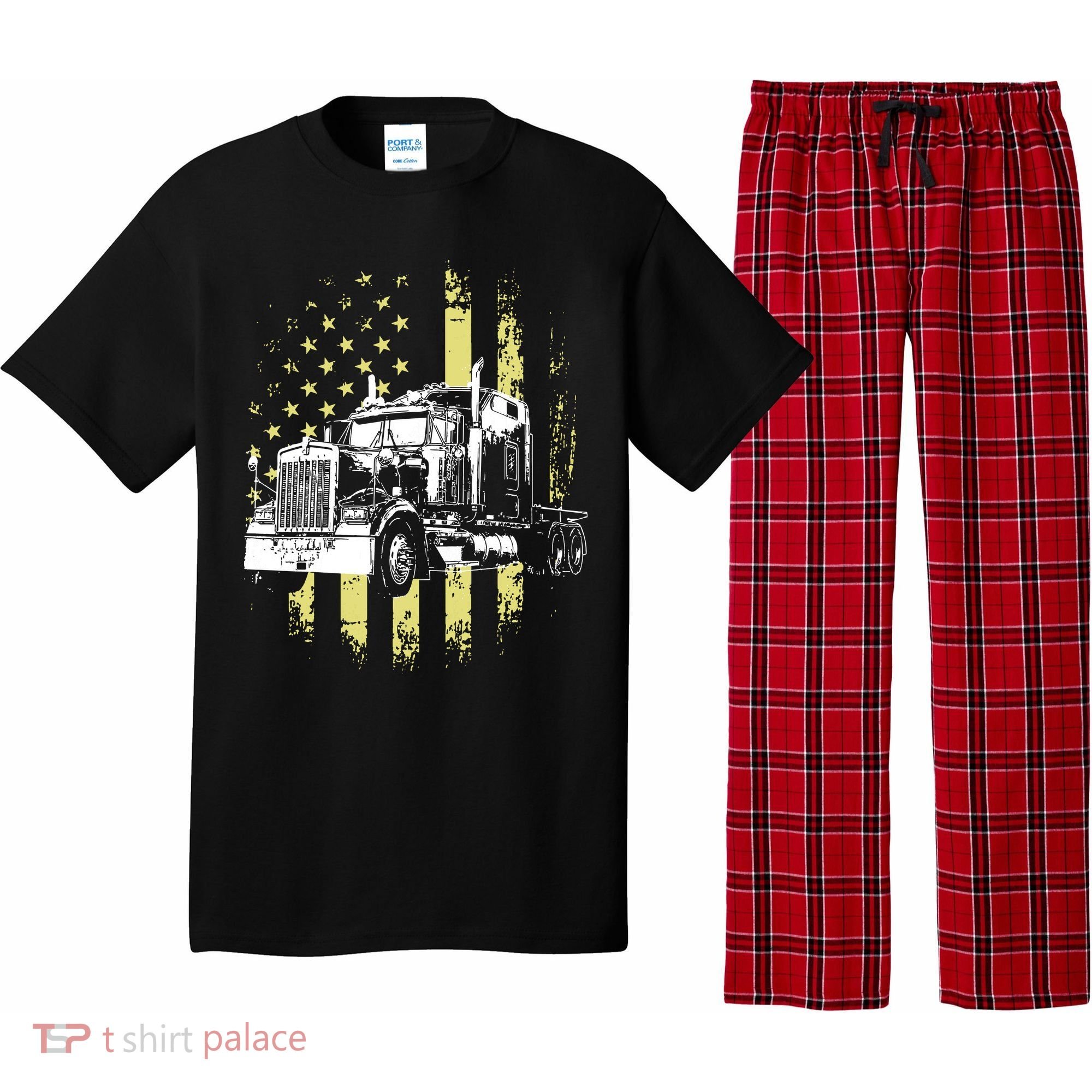 Truck Driver American Flag Trucker Gift Pajama Set