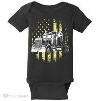 Truck Driver American Flag Trucker Gift Baby Bodysuit thumb 0