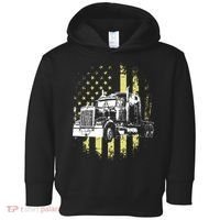 Truck Driver American Flag Trucker Gift Toddler Hoodie thumb 0
