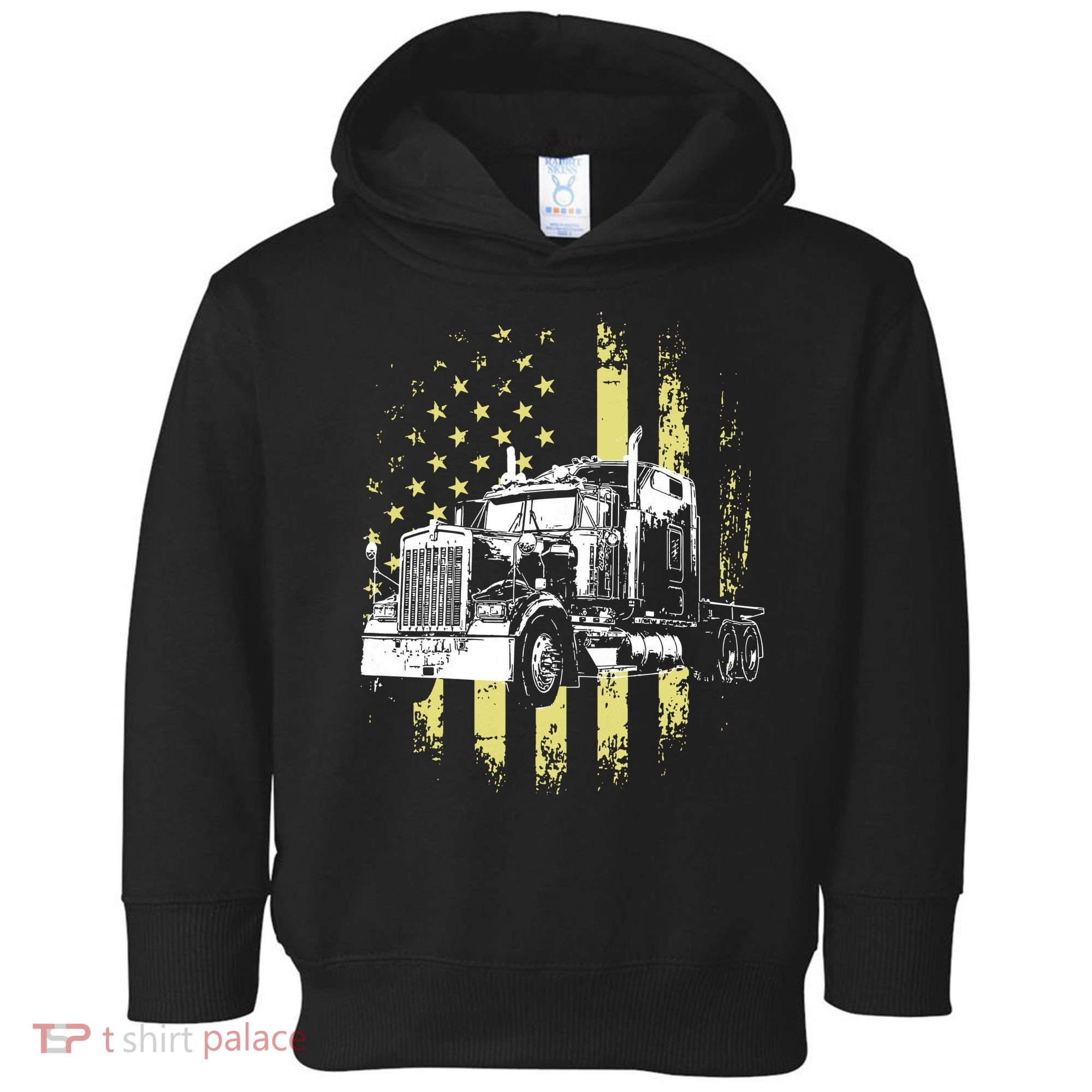 Truck Driver American Flag Trucker Gift Toddler Hoodie