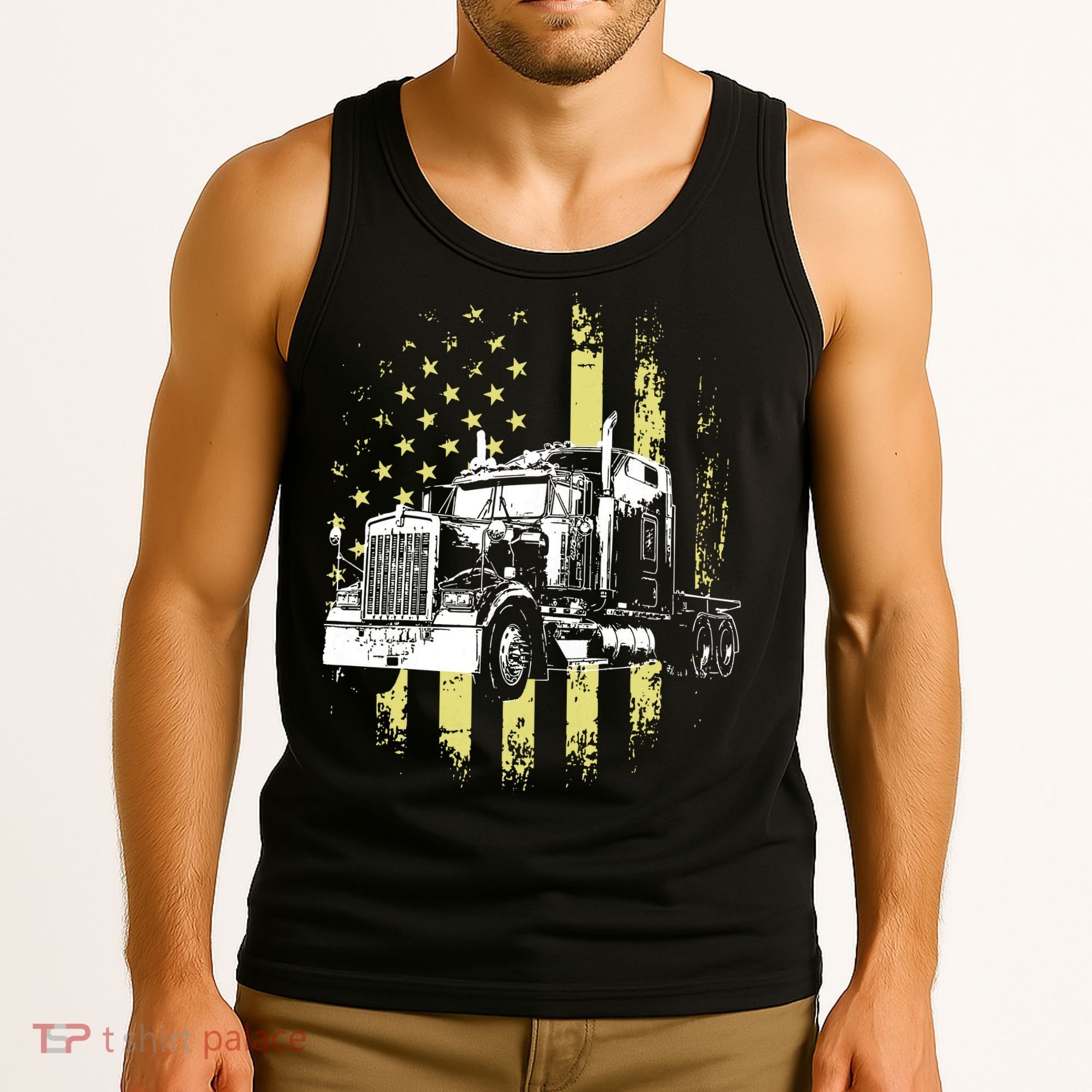 Truck Driver American Flag Trucker Gift Tank Top