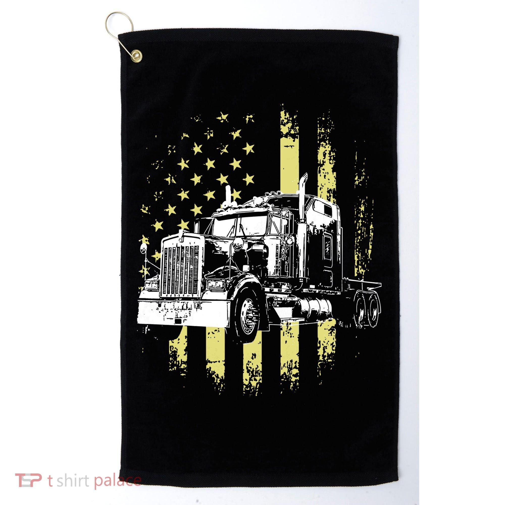 Truck Driver American Flag Trucker Gift Golf Towel