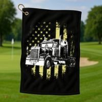 Truck Driver American Flag Trucker Gift Golf Towel thumb 1