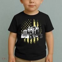 Truck Driver American Flag Trucker Gift Toddler T-Shirt thumb 2