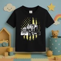 Truck Driver American Flag Trucker Gift Toddler T-Shirt thumb 3