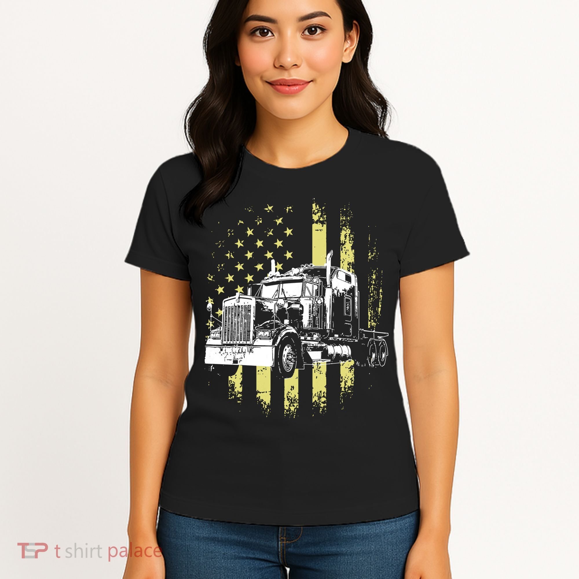 Truck Driver American Flag Trucker Gift Women's T-Shirt
