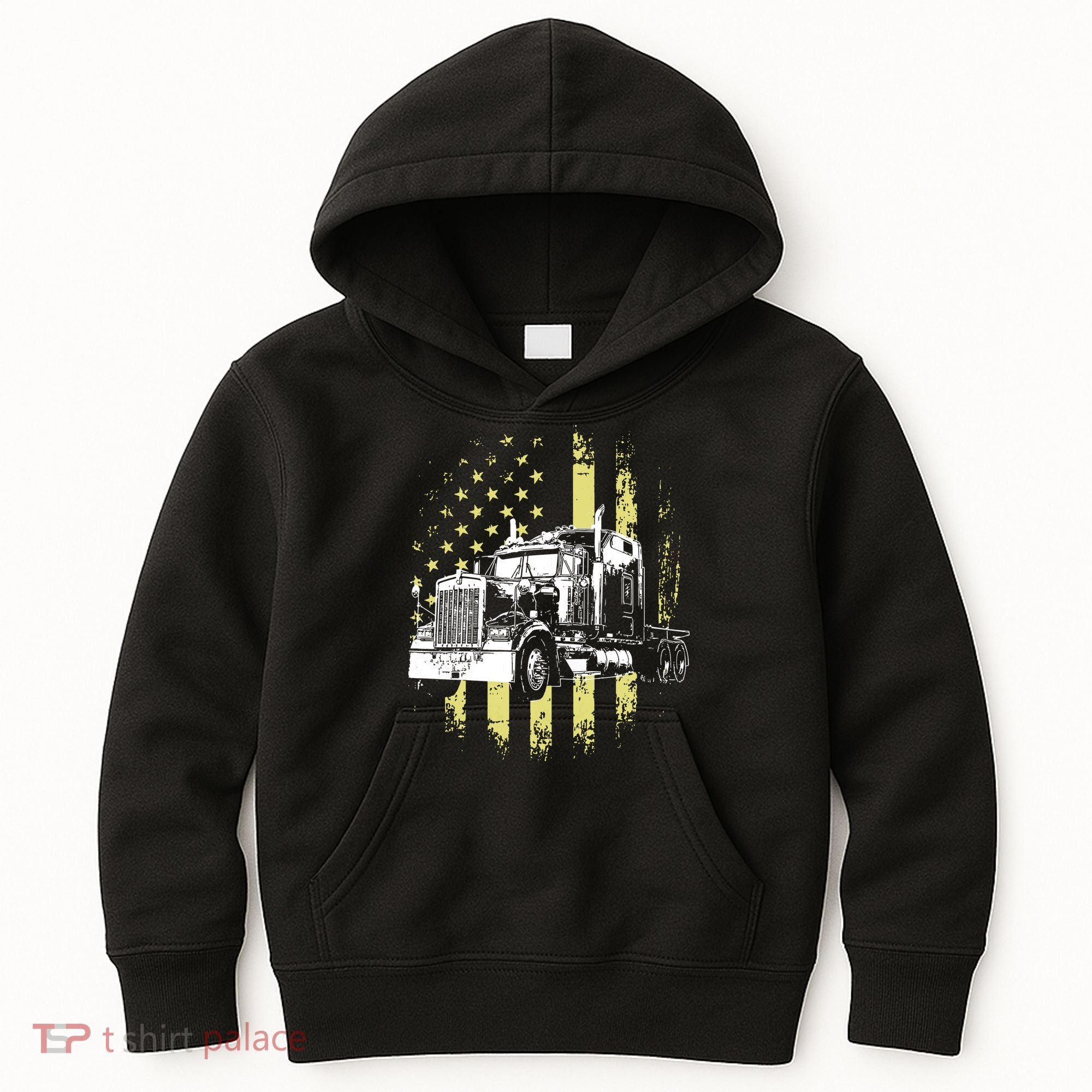 Truck Driver American Flag Trucker Gift Kids Hoodie