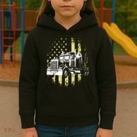Truck Driver American Flag Trucker Gift Kids Hoodie thumb 3