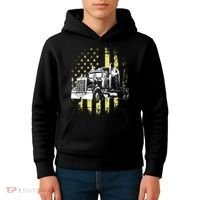 Truck Driver American Flag Trucker Gift Kids Hoodie thumb 4