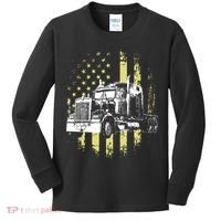 Truck Driver American Flag Trucker Gift Kids Long Sleeve Shirt thumb 0