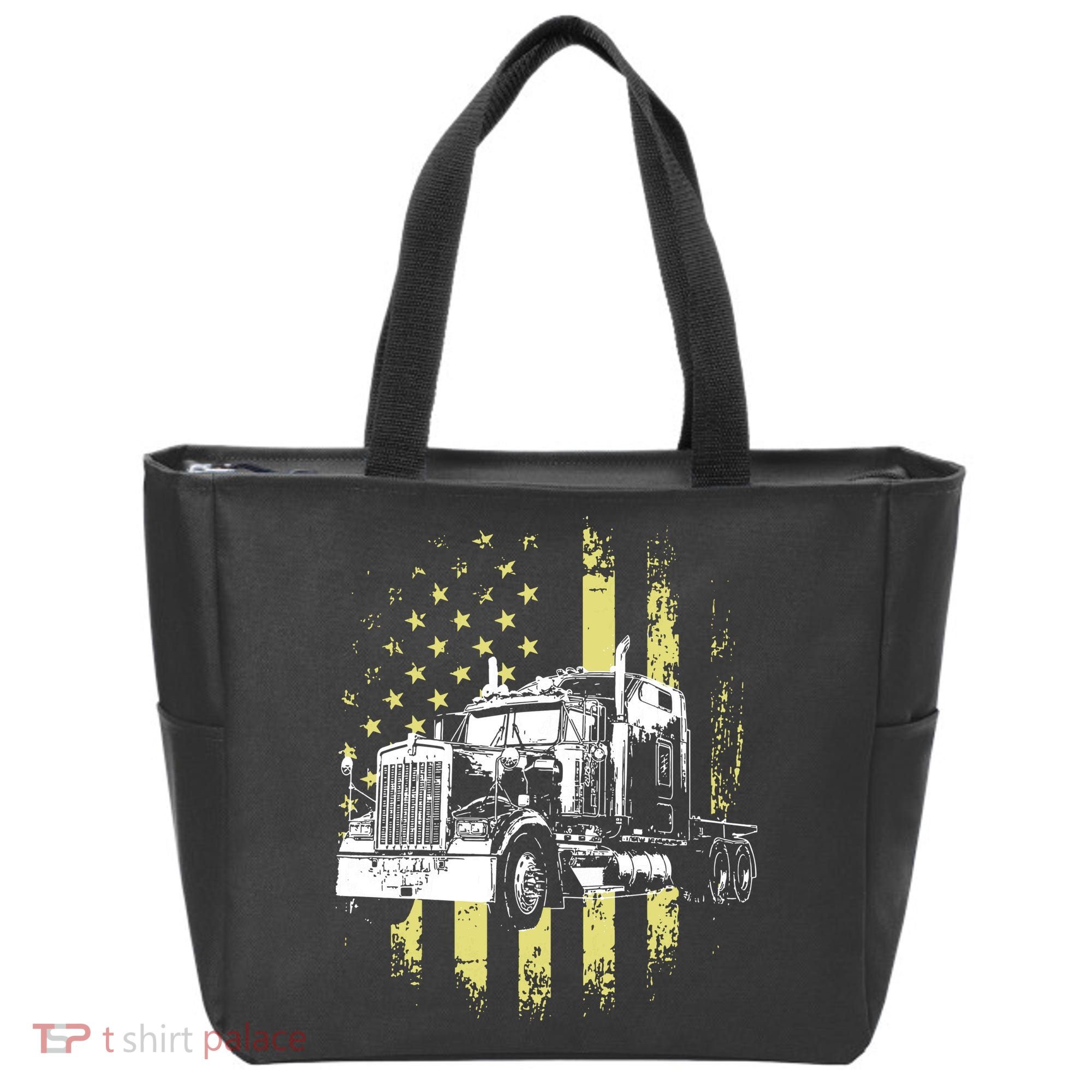 Truck Driver American Flag Trucker Gift Tote Bag
