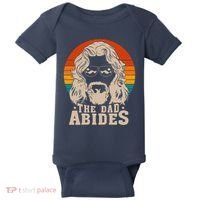 The Dad Abides Funny Fathers Day Retro Baby Bodysuit thumb 0